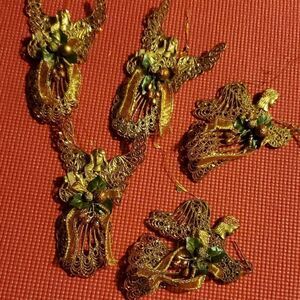 Angel Glitter Christmas Ornaments Set of 5